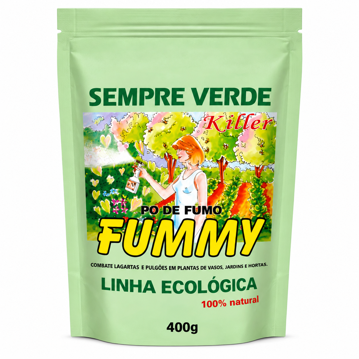 Fummy Killer Sempre Verde 400g Pó de Fumo Para Pragas em Plantas Jardim e Horta